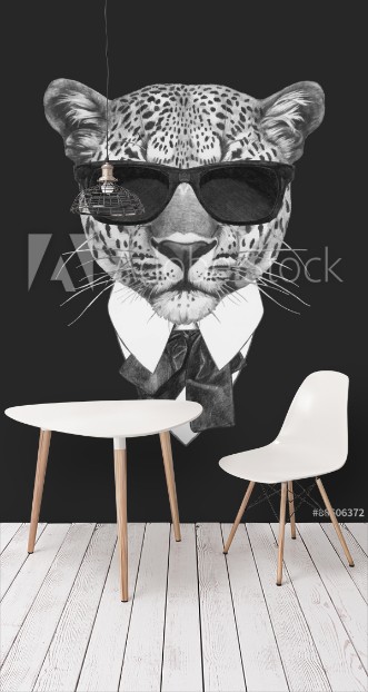 Picture of Portrait of Leopard in suit Vector isolated elements